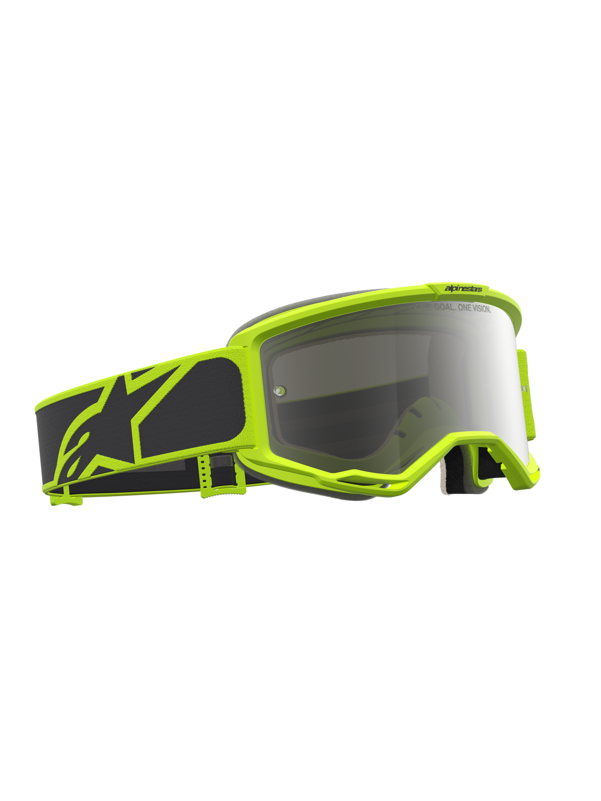 Alpinestars Vision 5 Rora goggles, motocrossgoggles i svart och gul fluo med silverspegellins och RAM-AIR-ventilation