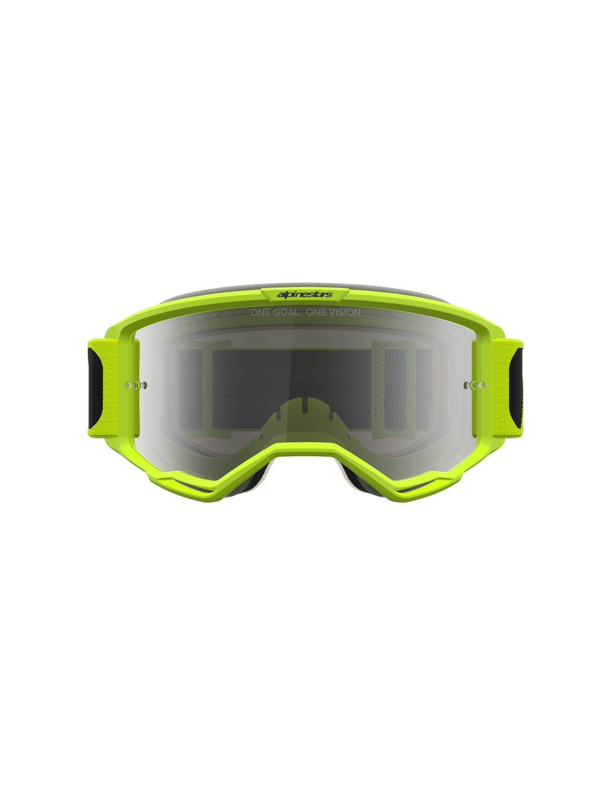 Alpinestars Vision 5 Rora goggles, motocross-goggles i gul fluo med silverfärgad spegellins och RAM-AIR-ventilation.