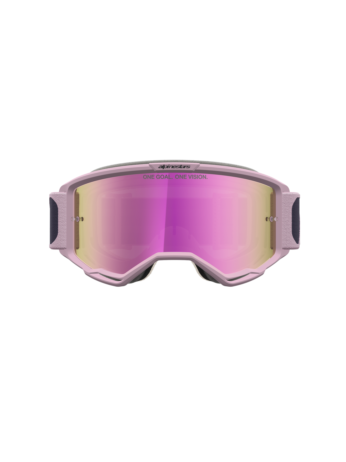 Alpinestars Vision 5 Rora goggles, motocrossgoggles för terrängkörning, grå och rosa med rosa spegellins, lätt A-flex uretankonstruktion, Ram-air ventilation