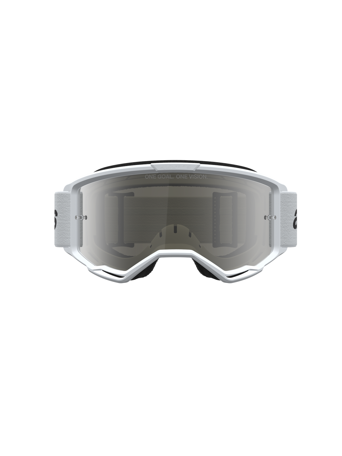 Alpinestars Vision 3 Wordmark Goggles Spegel, vita och svarta med imskyddad silver spegel-lins och RAM-AIR ventilation.