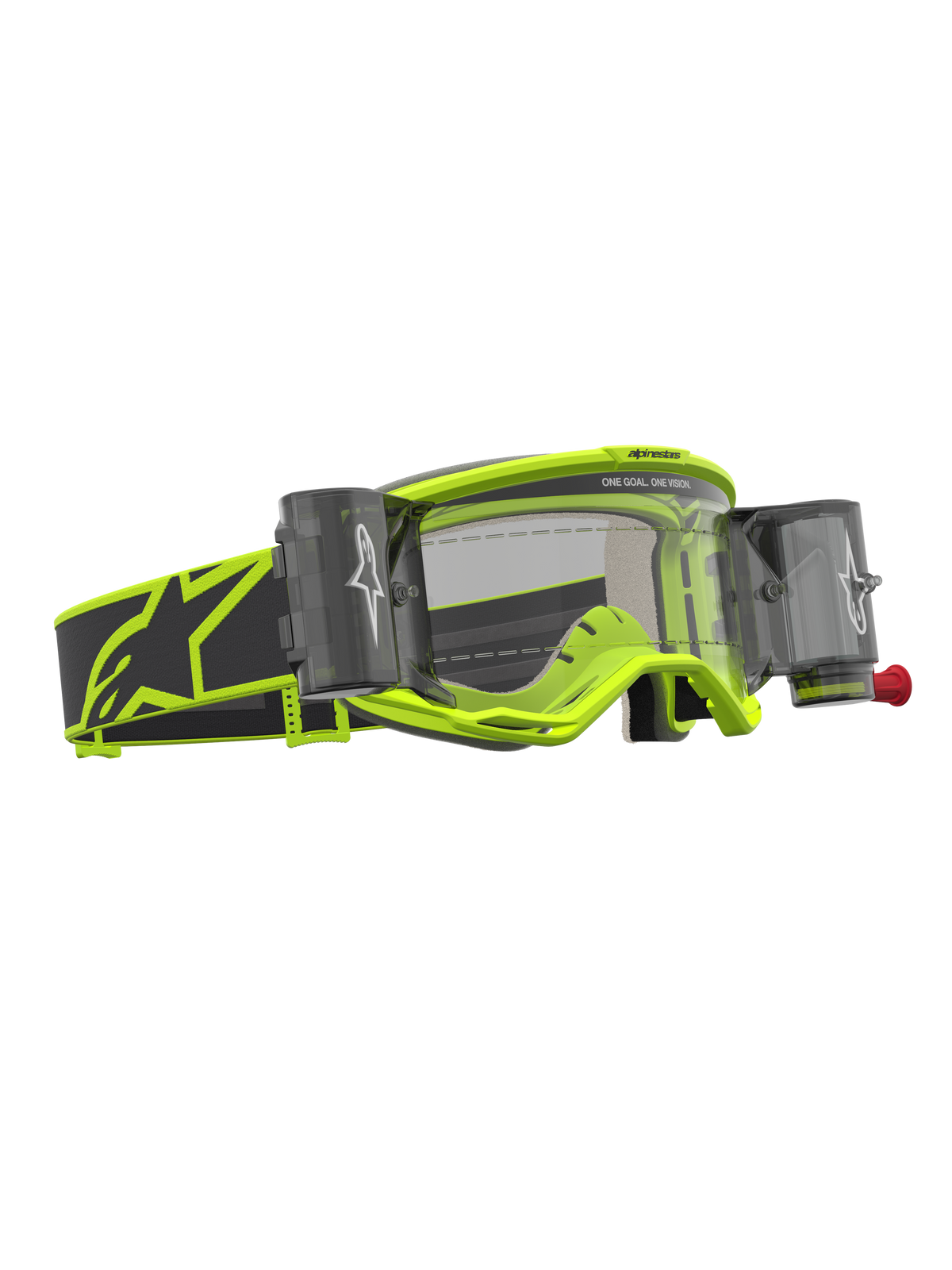 Alpinestars Vision 5 Rora Roll Off Goggles, Motocross Goggles, Yellow Fluo and Black, Clear Lens with integrated roll-off system for off-road performance.