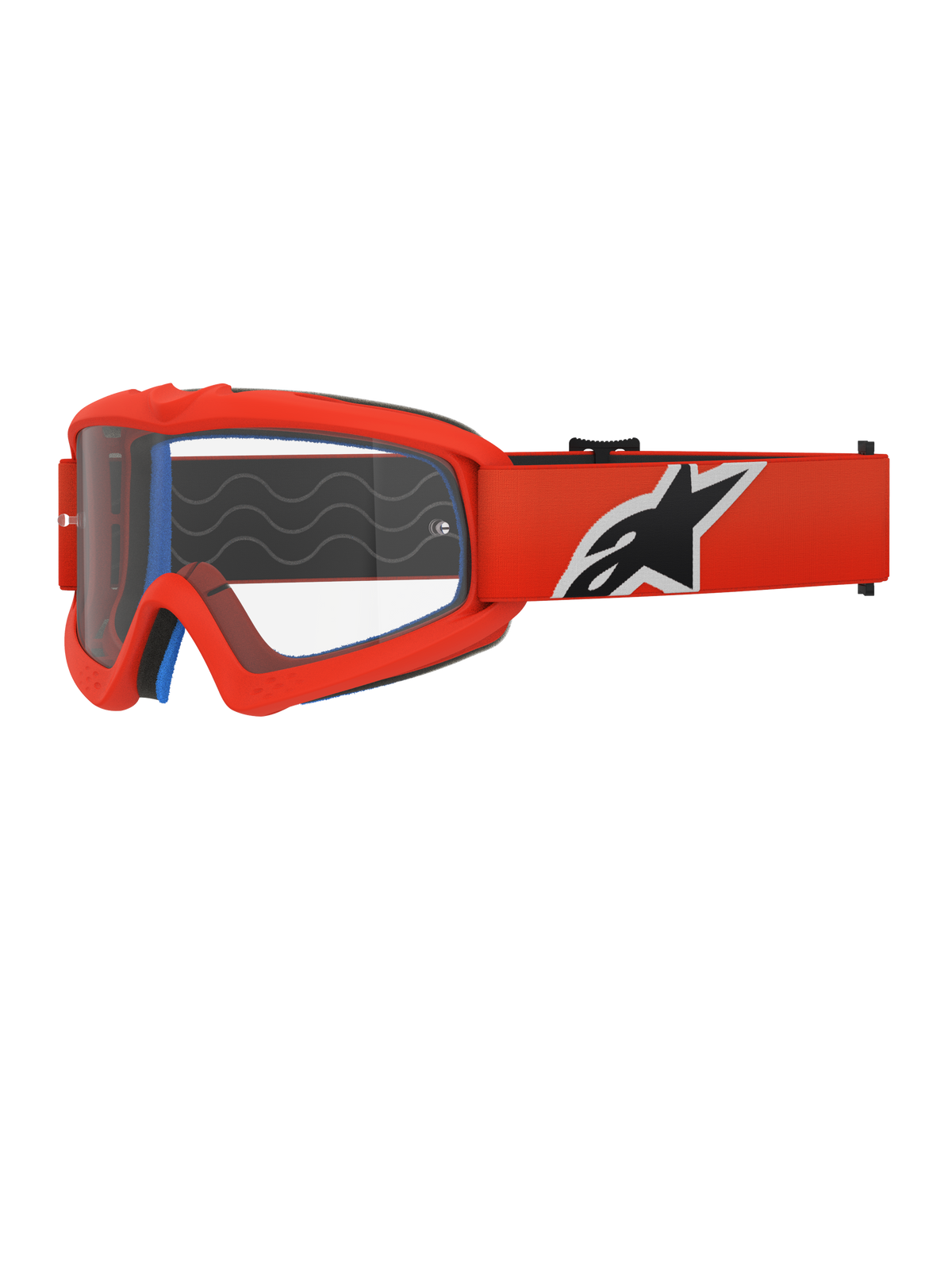 Alpinestars Vision Youth Corp-glasögon, motocrossglasögon, orange och klar, med orange ram och bred rem med en tydlig svartvit logotyp, klar imskyddsbehandlad lins, designad för unga förare och terrängkörning