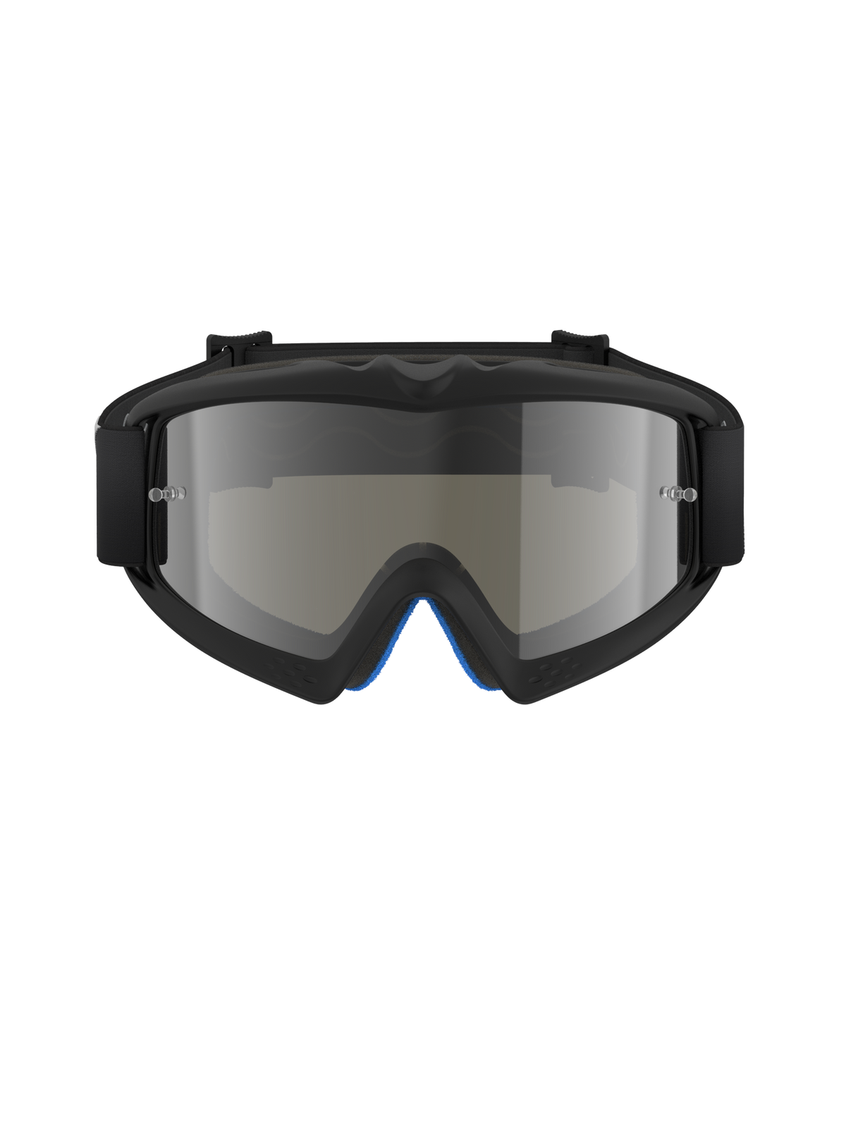 Alpinestars Vision Youth Corp Goggles, motocrossglasögon, Black Mirror Silver, vy framifrån med en spegelbehandlad polykarbonatlins och svart A-FLEX-uretanram, professionellt ögonskydd för terrängkörning för ungdomar