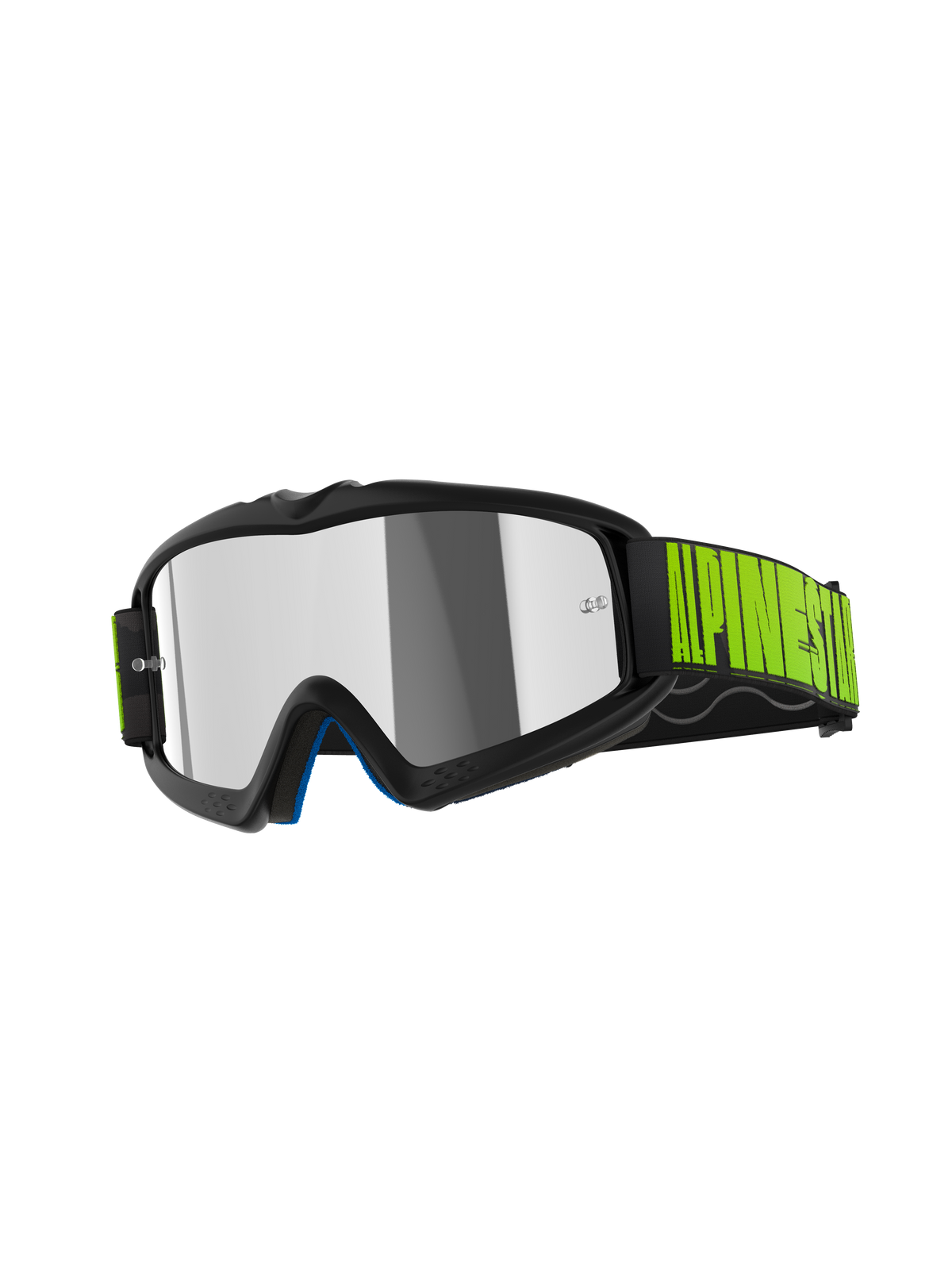 Alpinestars Vision Youth Hollow Goggles, motocrossglasögon för ungdomar, grå och fluorgula, med en Mirror Silver-lins, svart band med gul logotyp, högpresterande skyddsglasögon för terrängkörning