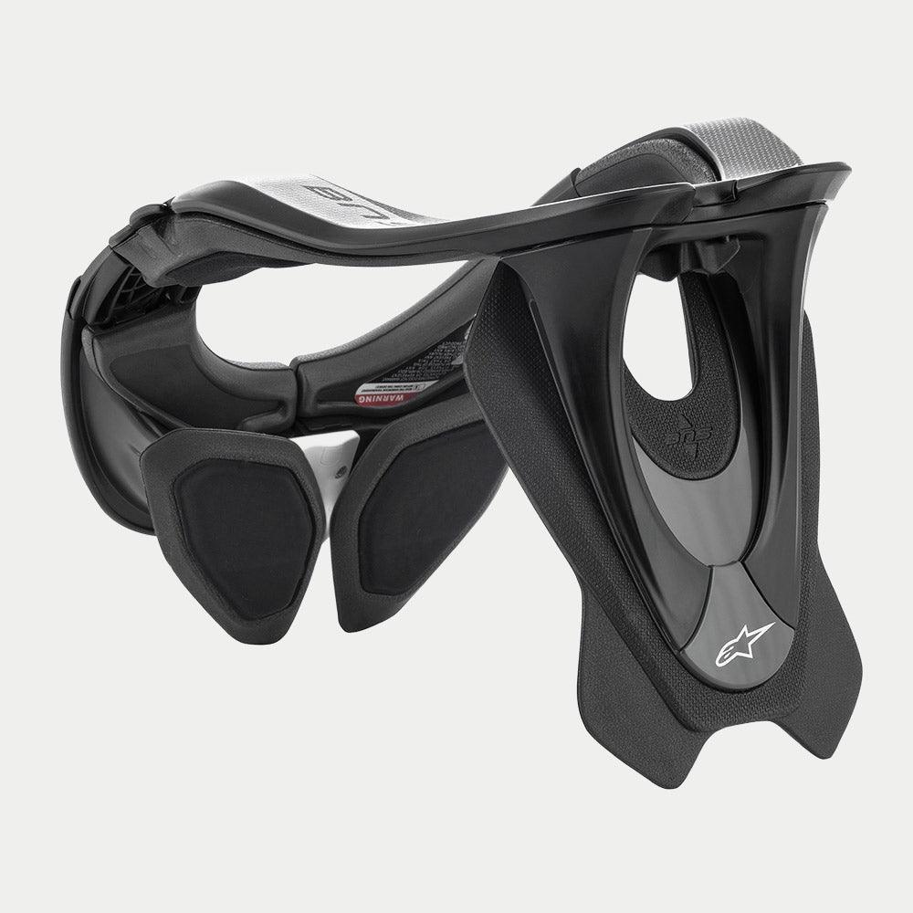 Alpinestars BNS Tech 2 nackskydd, nackskydd för motocross, svart och kallgrå, avancerad kolfiberpolymerkonstruktion, ergonomisk ram med bakre stabilisator och vadderad insida, lättviktsskydd för terrängkörning