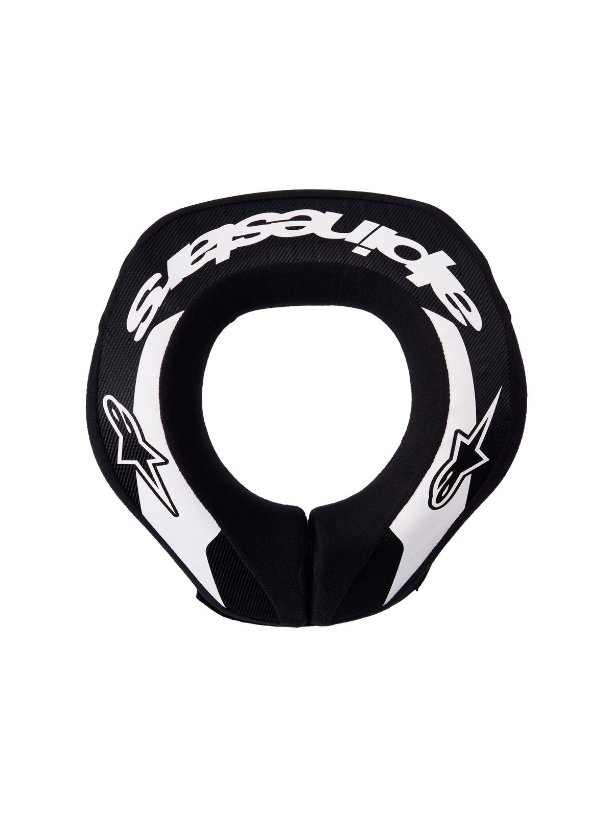 Alpinestars Ungdom Sequence nackskydd för motocross och MTB, svart och vit, ergonomisk skumkonstruktion med logotyper.
