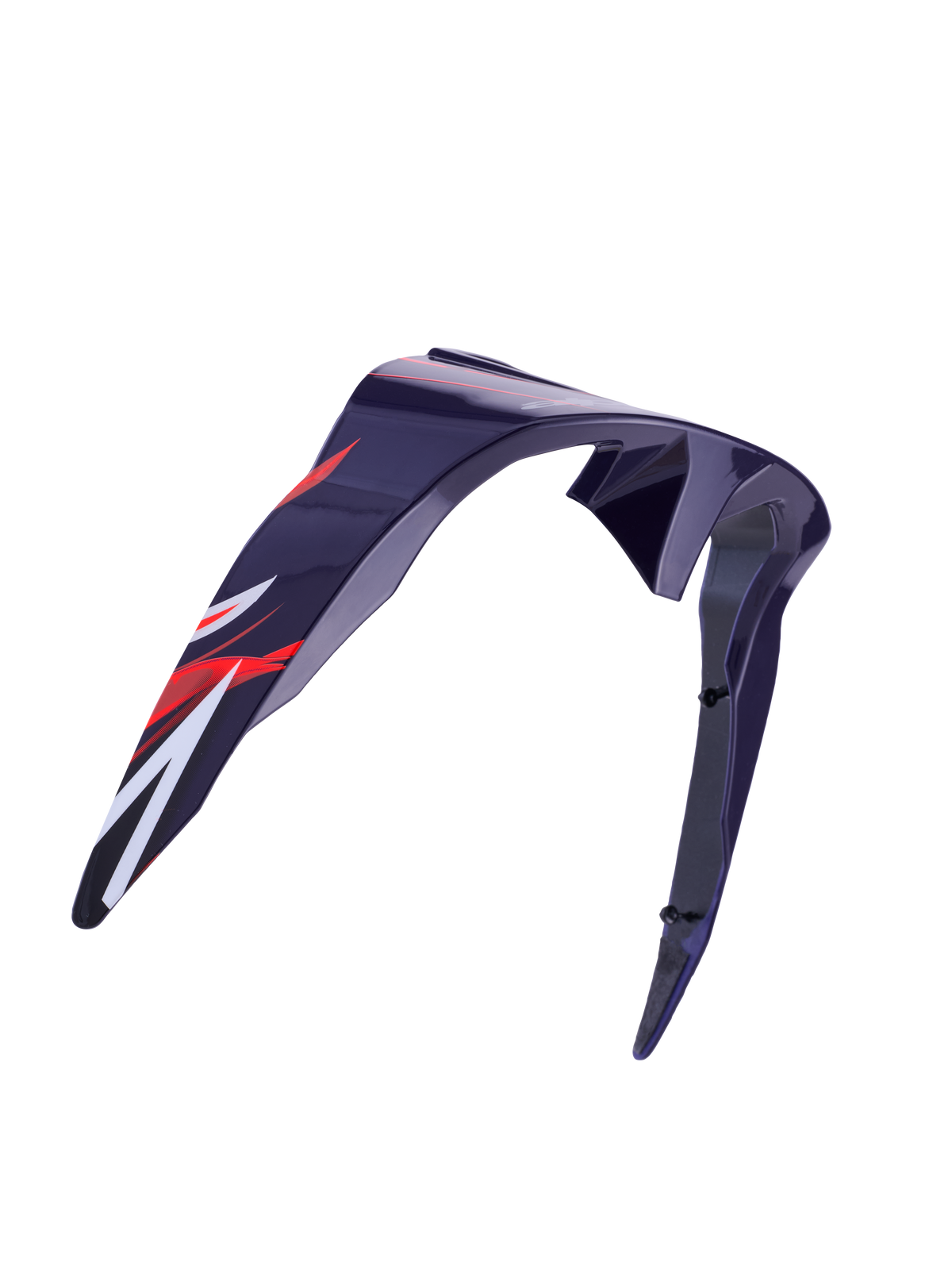Alpinestars Supertech R10 Flyte Standard Spoiler, hjälmtillbehör, lila och röd glansig, aerodynamisk böjd design med röd och vit grafik, glansig finish, officiell reservdel