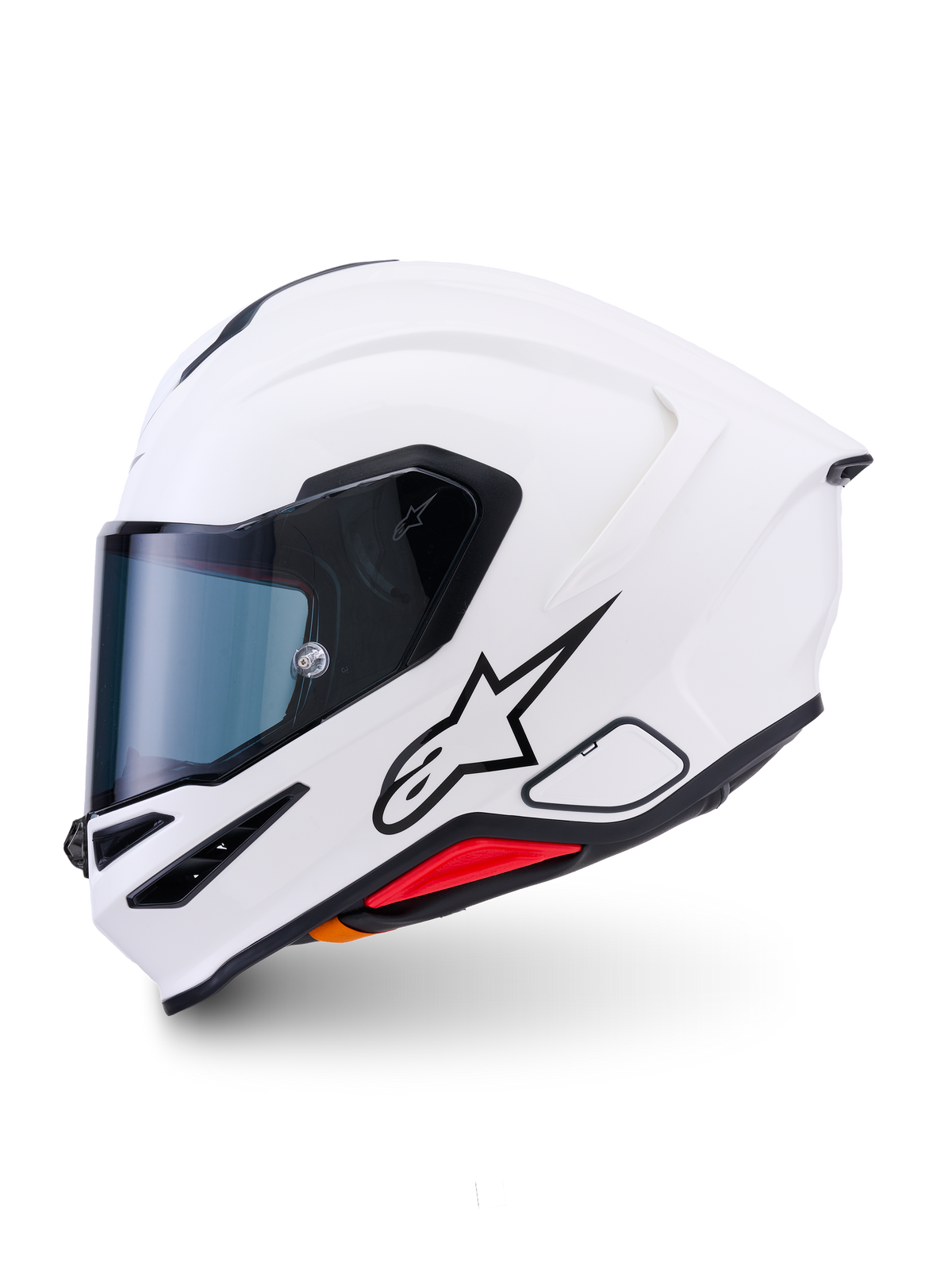 Alpinestars S-R7 Solid Hjälm, vit motorcykelhelhjälm, aerodynamiskt skal, klart visir och integrerad bakre spoiler