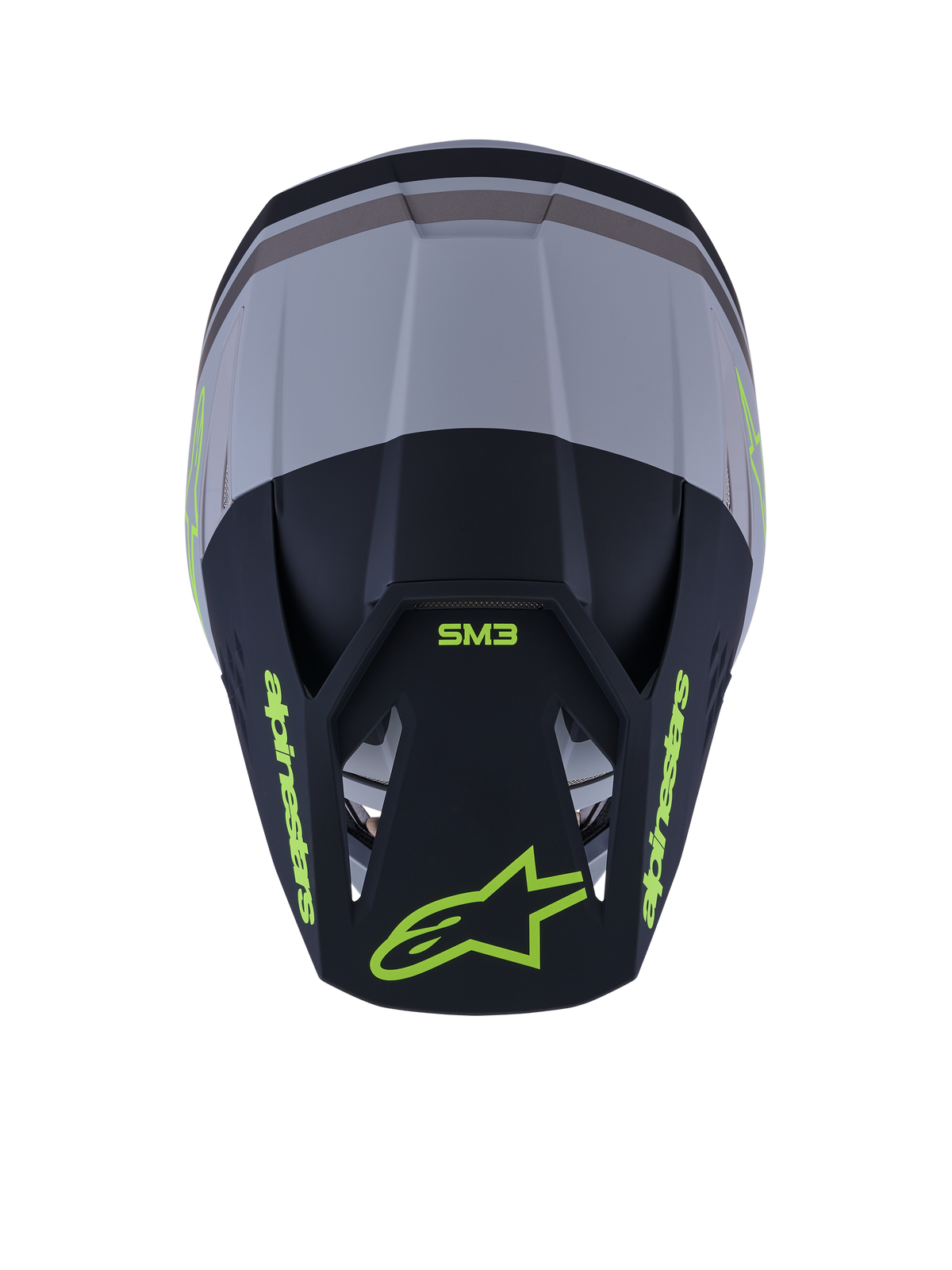 Alpinestars S-M3 Radium-hjälm, motocrosshjälm, grön, svart och neongul matt, matt finish med flera ventilationsöppningar, strömlinjeformad aerodynamisk design med integrerat visir, specialiserad skyddsutrustning för terräng- och MX-racing