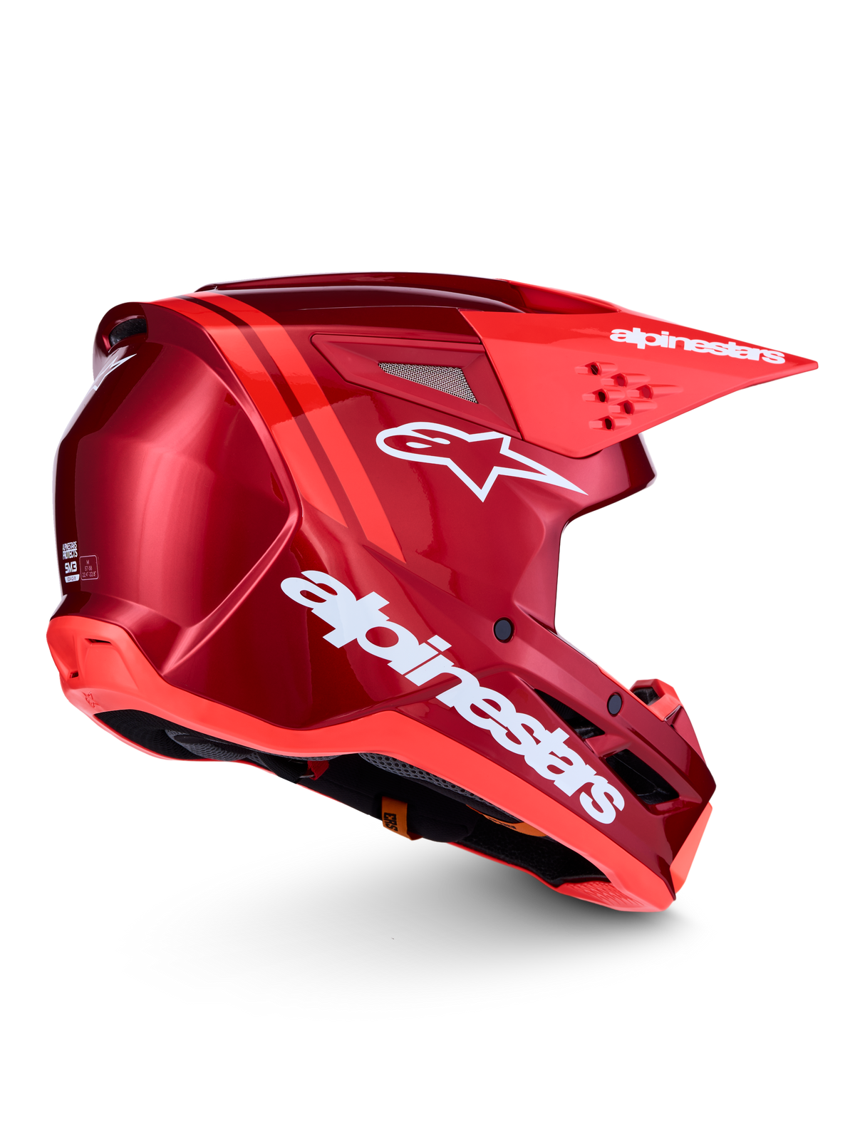 Alpinestars SM3 Radium hjälm ECE06, röd och vit motocrosshjälm för terrängkörning, termoinjicerat skal, ECE 22.06-certifierad
