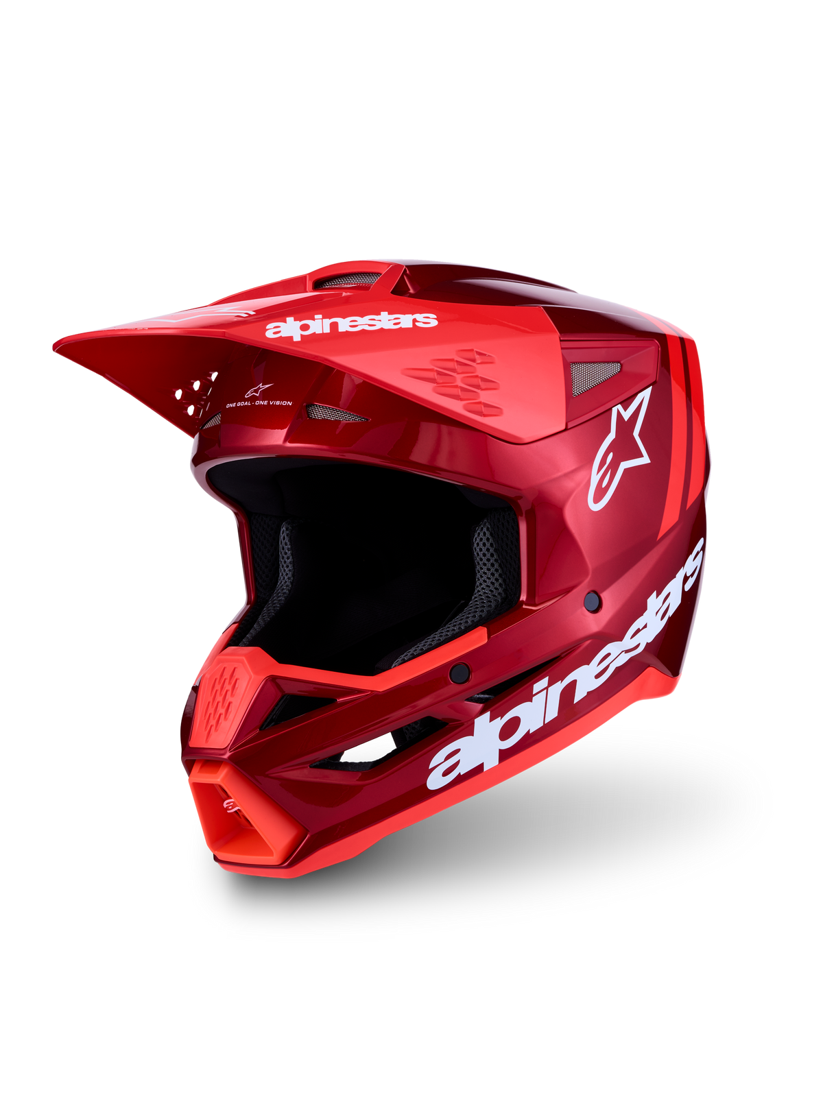 Alpinestars SM3 Radium hjälm ECE06, motocrosshjälm för terrängkörning, herr, röd och vit, ECE 2206-certifierad, termoinjicerat skal med avancerad ventilation och patenterad visirfrigöring