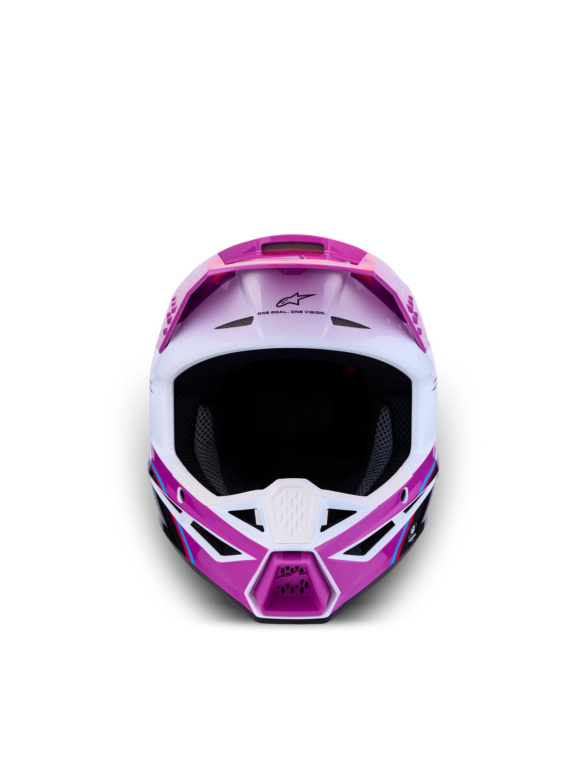 Alpinestars SM3 Falcon ungdomshjälm ECE06, lila och vit motocrosshjälm för terrängkörning, vy framifrån