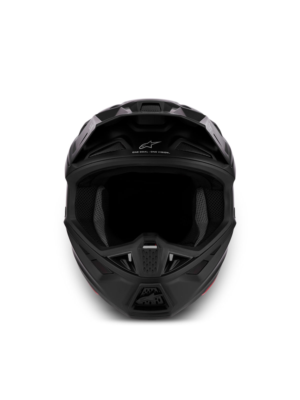 Alpinestars S-M7 Solid hjälm ECE06, mattsvart motocrosshjälm med aerodynamiskt skal och ventilation för terrängkörning.