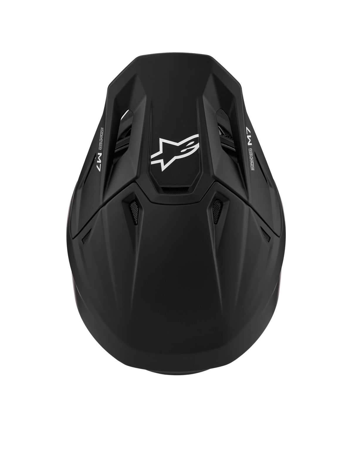 Alpinestars S-M7 Solid hjälm ECE06, aerodynamisk motocrosshjälm i mattsvart med vit logotyp, ECE 22.06-certifierad för terrängkörning