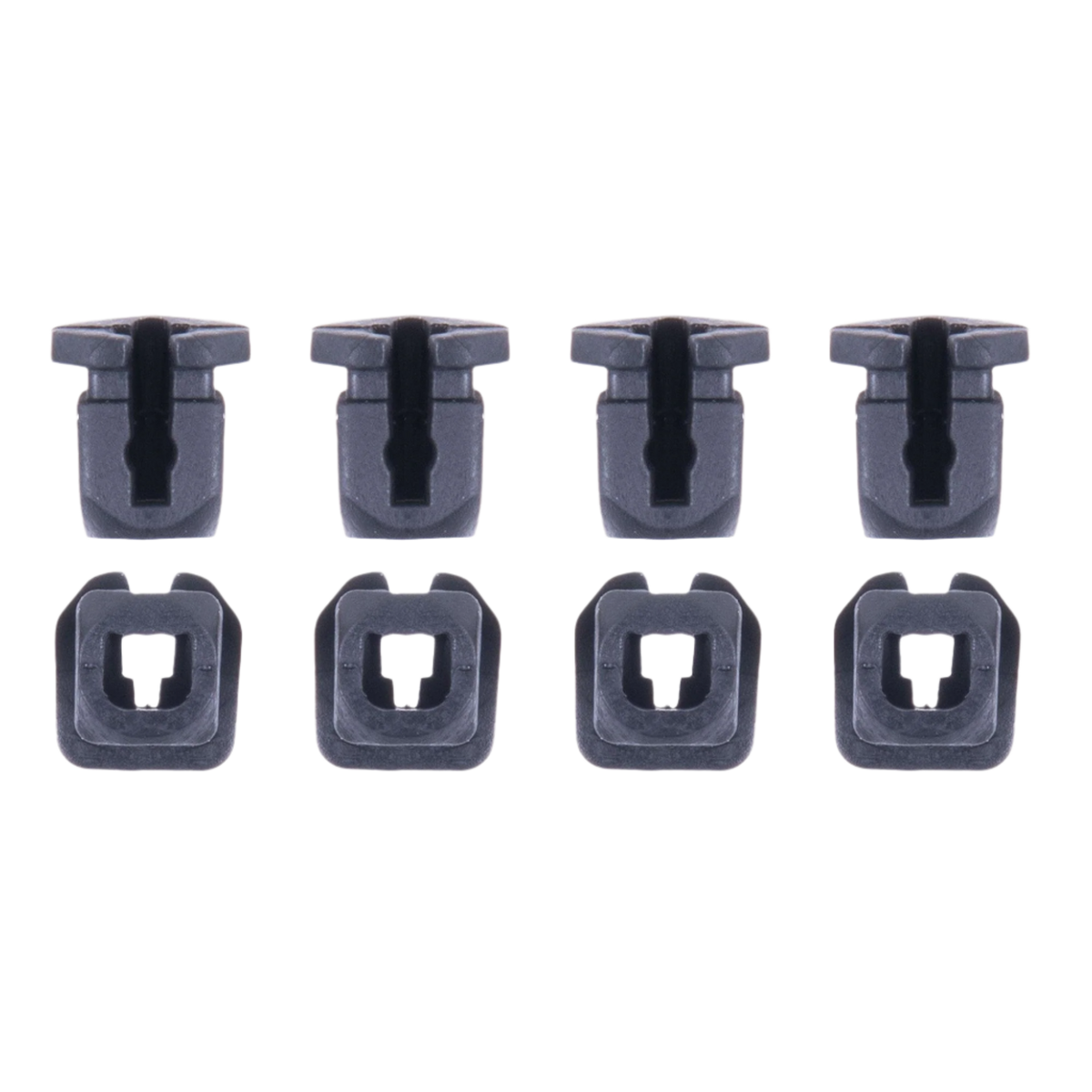 Alpinestars Supertech R10 Connector Set For Spoiler, eight-piece replacement kit, black plastic clips, featuring four peg-style and four square-base connectors, official accessory for S-R10 motorcycle helmets