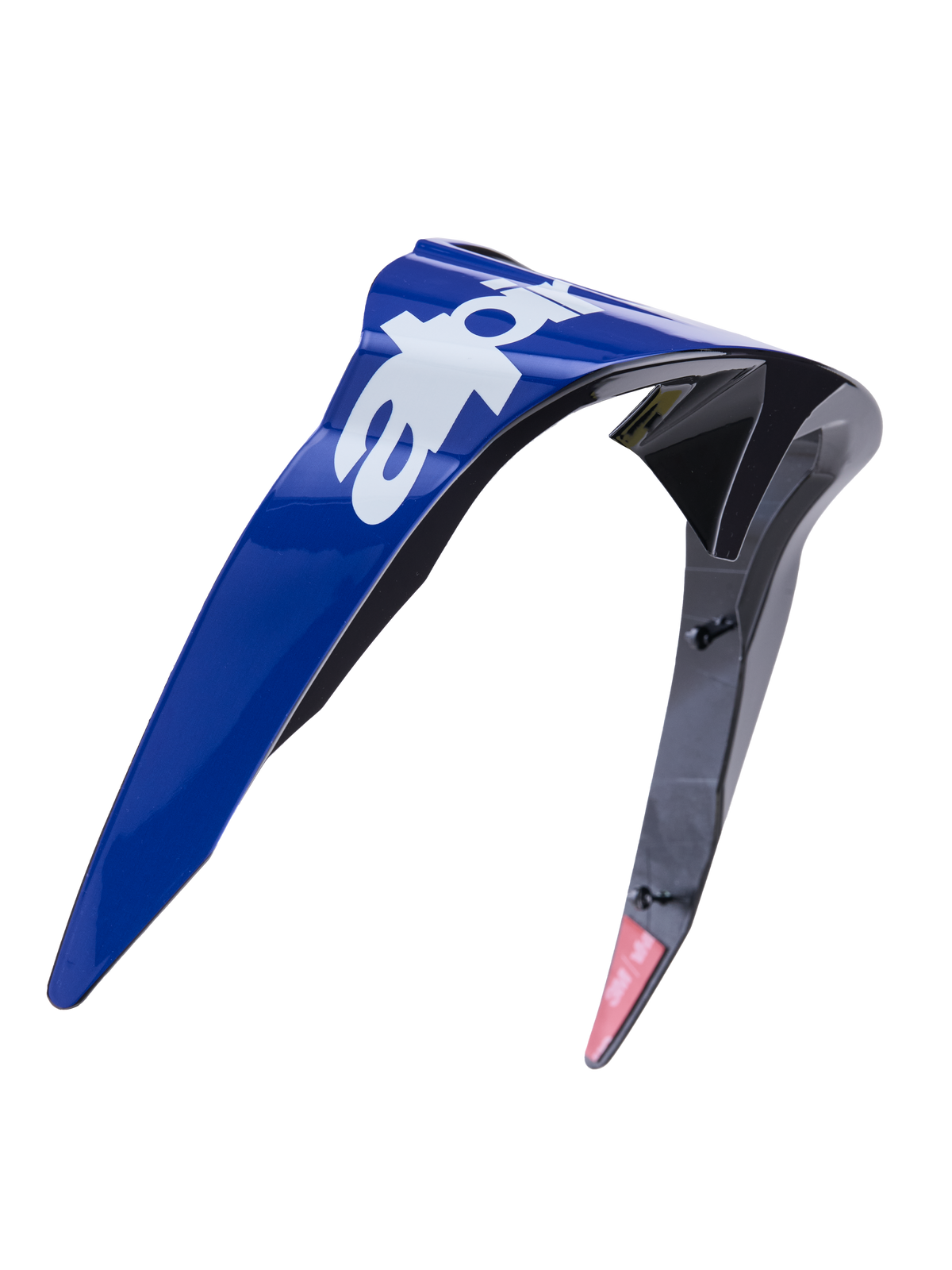 Alpinestars Supertech R10 Arius Standard Spoiler, hjälmtillbehör, glansig blå och svart med vit logotyp, aerodynamisk formgjuten plastdesign, reservdel för racinghjälmar för motorcyklar
