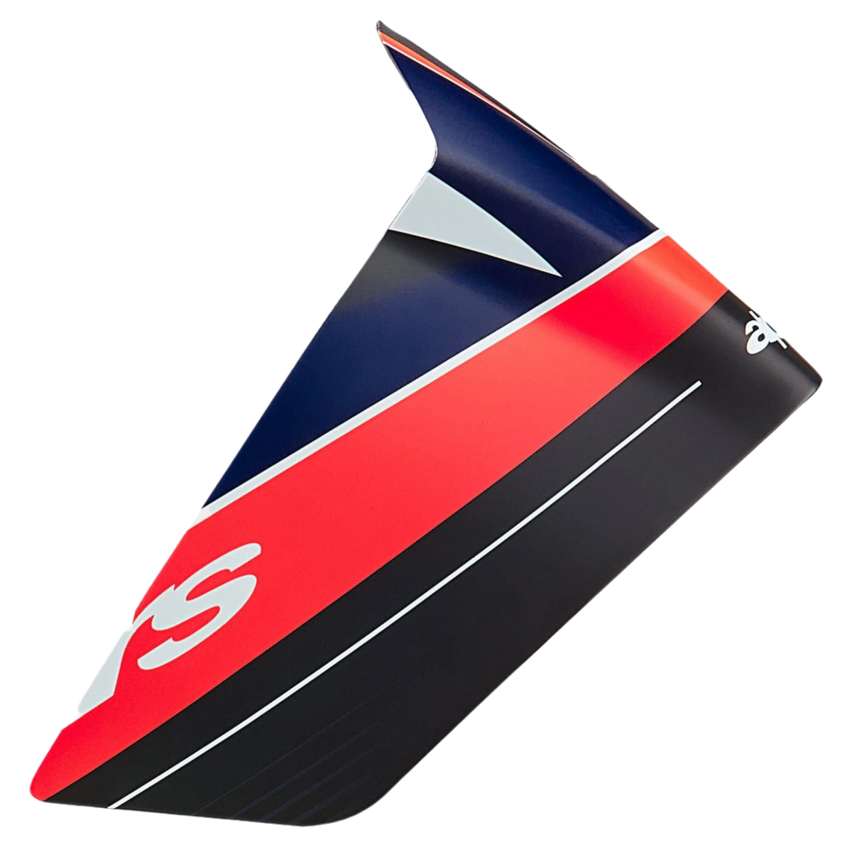Alpinestars Supertech R10 Team Race Spoiler, hjälmtillbehör, svart kolfiber, röd fluo och matt mörkblå, aerodynamisk vingliknande profil, matt finish med färgstarka paneler, reservdel för motorcykelhjälmar för racing
