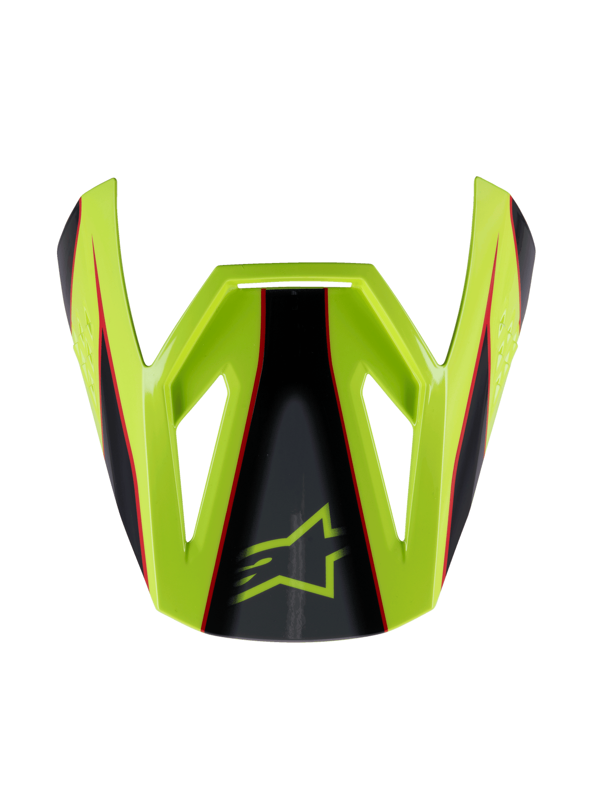 Alpinestars S-M3 Youth Fray-visir, motocrosshjälmvisir, röd, gul fluo och svart med blank finish, vinkelformad design med Alpinestars stjärnlogotyp, officiell reservdel för racinghjälmar för ungdomar