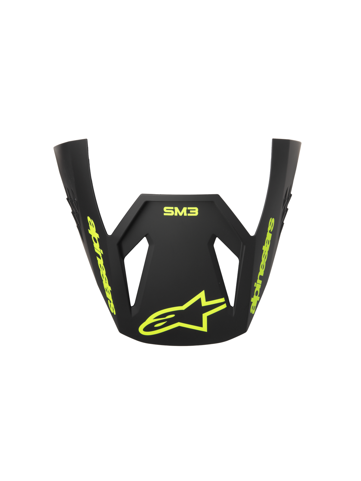 Alpinestars S-M3 Radium ECE06 visir, ersättningsskärm för motocrosshjälm, grå, svart och fluorescerande gul matt, med fluorescerande gul Alpinestars-märkning och stjärnlogotyp, matt finish, aerodynamisk design för terrängkörning