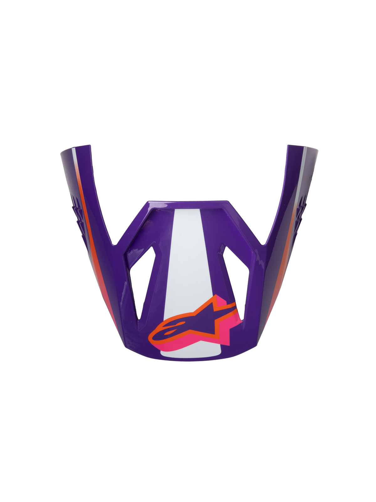 Alpinestars S-M3 Heat ECE06 hjälmvisir, motorcykelvisir för racing, lila vit rosa, blank finish, orange detaljer med stjärnlogotyp, vinklad design med sportiga utskärningar