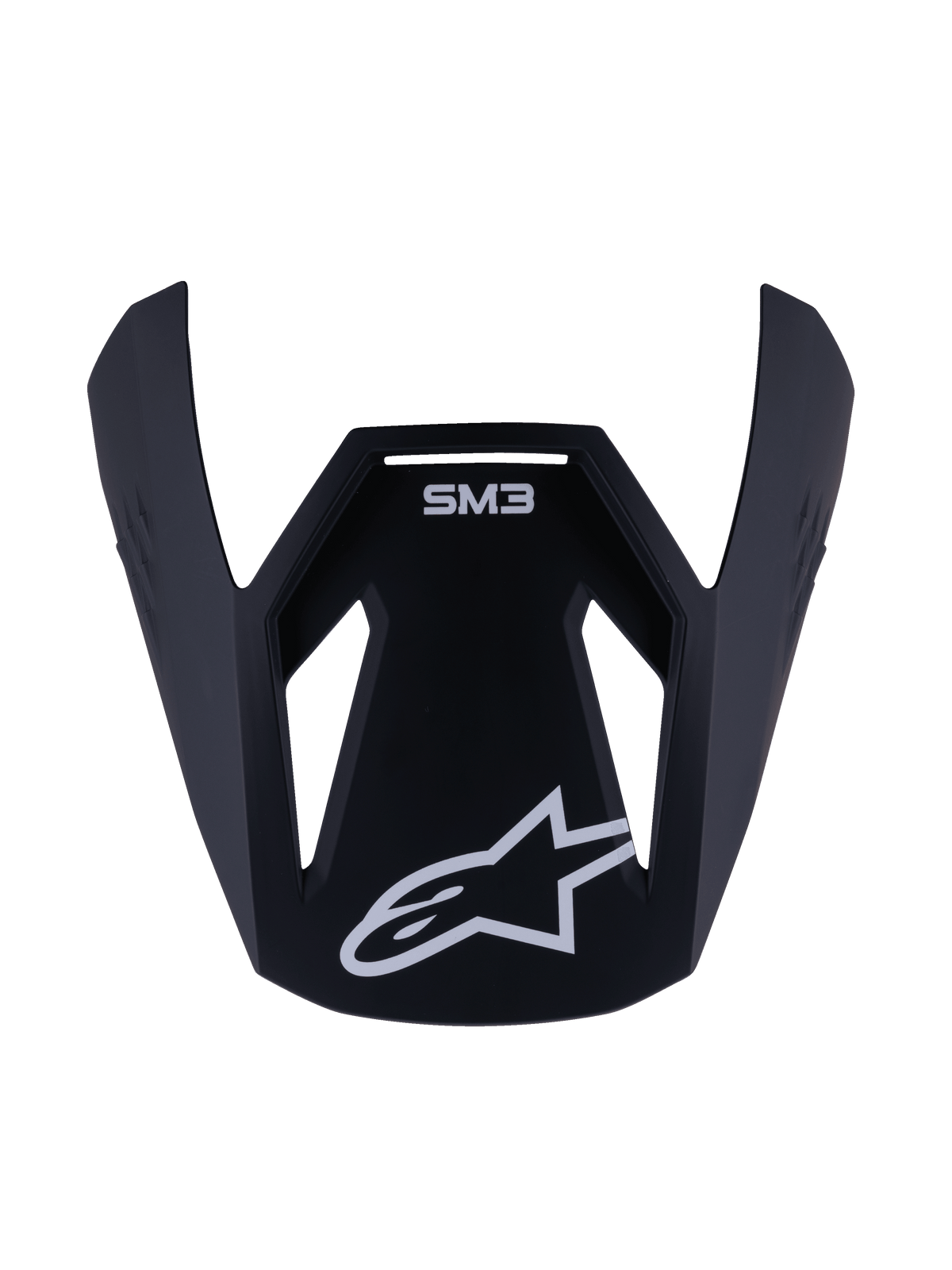 Alpinestars S-M3 Youth Solid Visir, ersättningsskärm för motocrosshjälm för ungdom, matt svart finish med vit SM3-märkning och stjärnlogotyp, hållbart plasttillbehör för terrängkörning