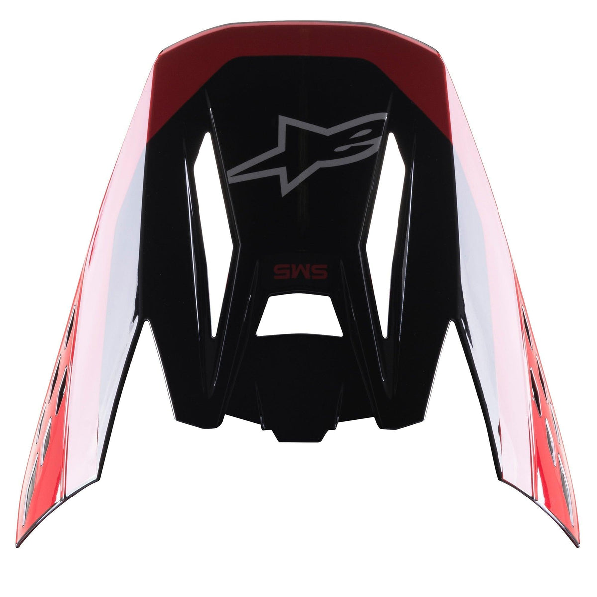 Alpinestars S-M5 Beam visir, motocross-hjälmtillbehör, glansig svart och röd, med grå stjärnlogotyp och röd SM5-logotyp, ersättningsvisir för terrängkörningsutrustning