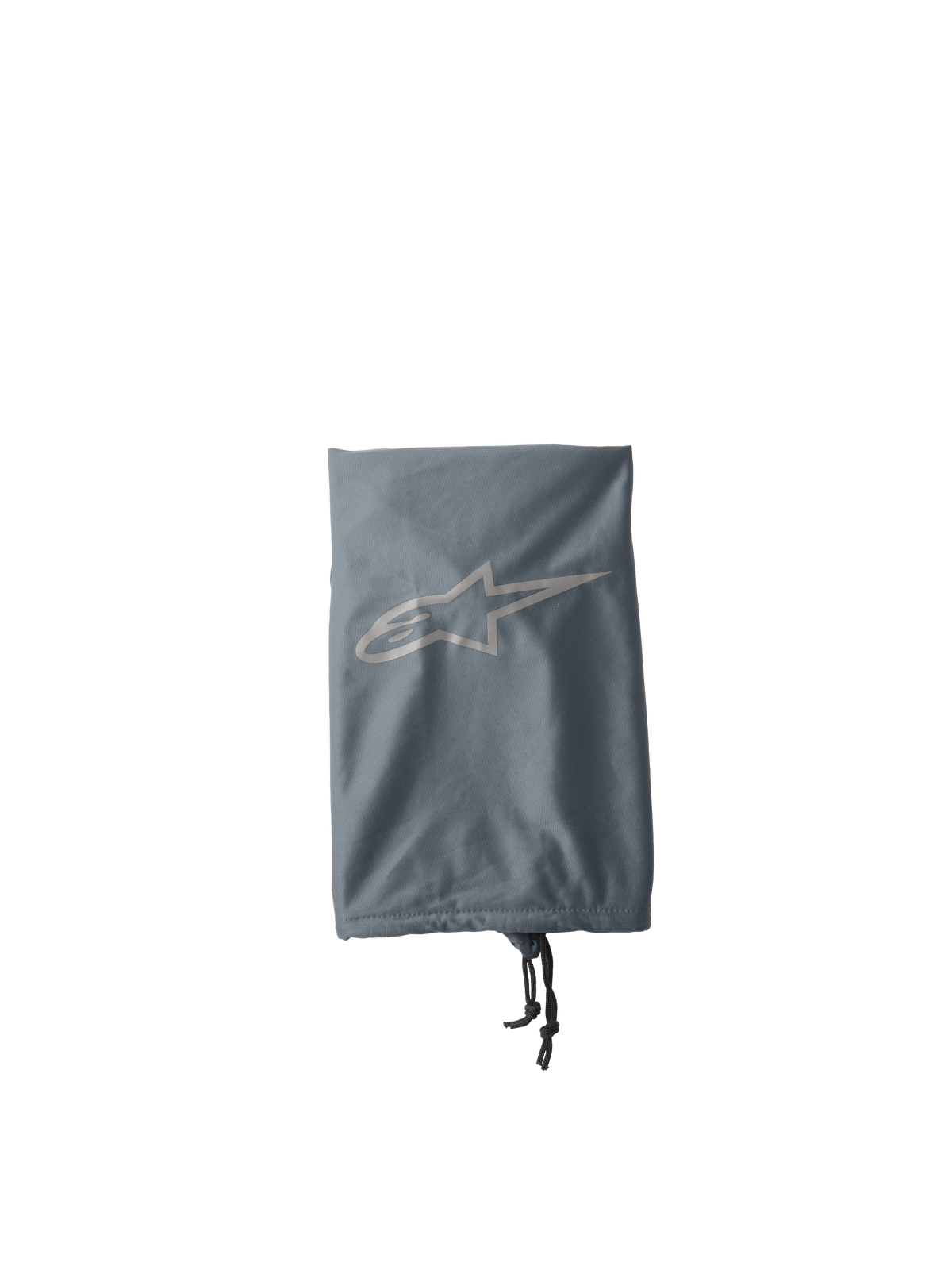 Alpinestars S-M7 Soft Bag, grå förvaringspåse för motocrosshjälm, med en ljusgrå Alpinestars-stjärnlogotyp, dragskostängning med svarta snören, lätt textilkonstruktion för skydd av off-road-utrustning