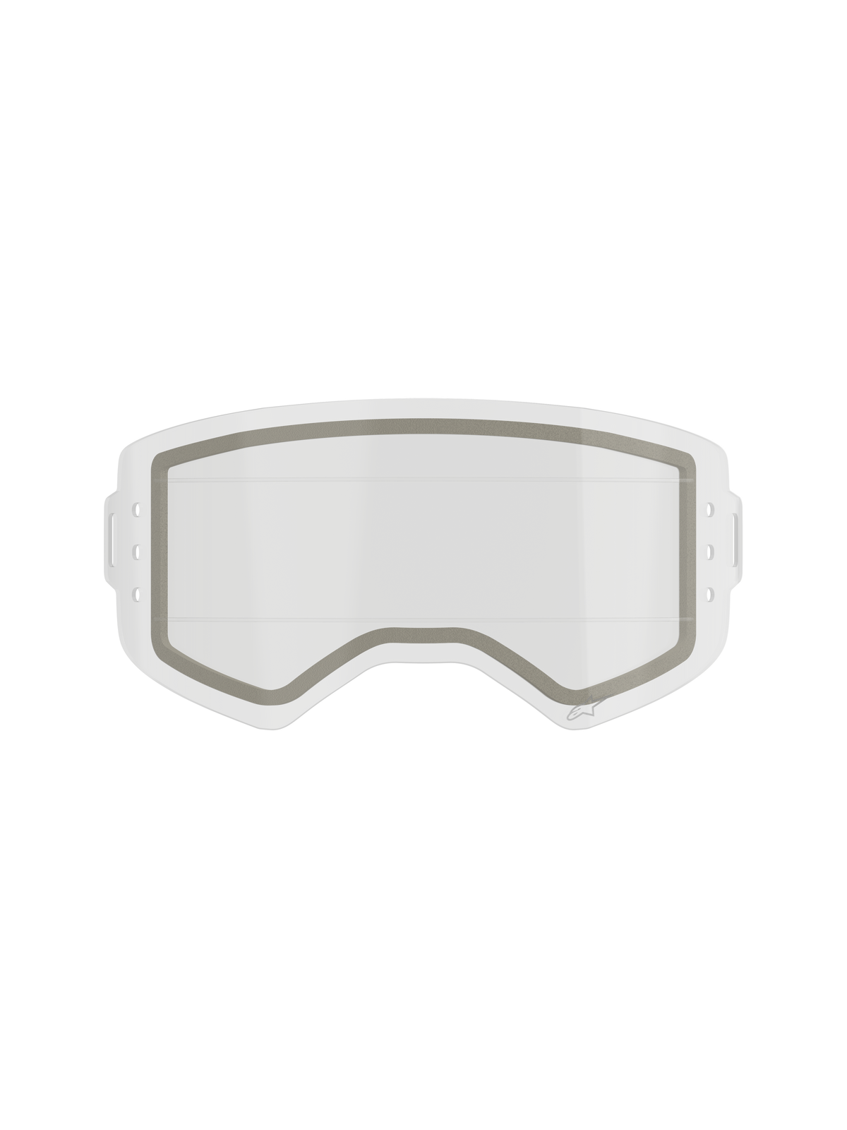 Alpinestars Supertech Dual Pane Roll Off Lens, ersättningslins för motocrossglasögon, klar, dubbellinskonstruktion med en synlig grå neoprenförsegling och sidouttag för roll-off-film, transparent slagtålig polykarbonat