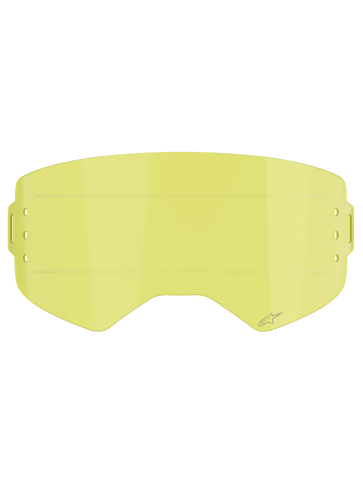 Alpinestars Supertech Roll Off-lins, goggle-tillbehör, ljusgul nyans, med inbyggda horisontella glide lines och etsad stjärnlogotyp, reservlins för motocross- och offroadglasögon