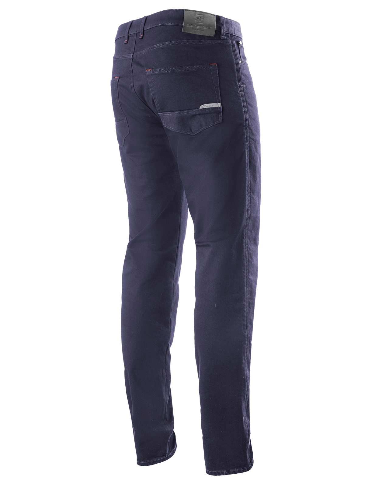 Alpinestars Copper V2 Denim Pants Short Length, Rinse Blue, trekvartsvy bakifrån som visar bakfickor och läderlapp i midjan, urbana motorcykeljeans med en klassisk denimlook