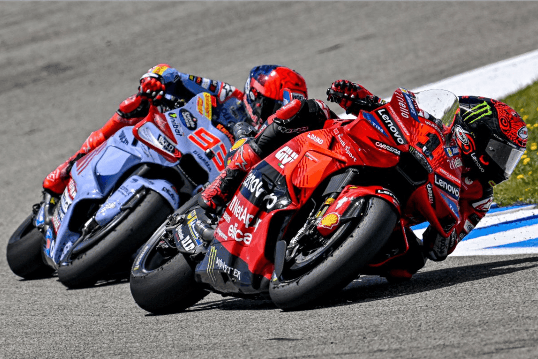 PECCO BAGNAIA EDGES MARC MARQUEZ IN MOTOGP FEATURE RACE THRILLER AT JEREZ, SPAIN