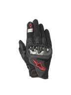 Alpinestars SMX-1 Air V2 handskar, svarta och röd fluo motorcykelhandskar för herr, läder och mesh med hårt knogskydd.