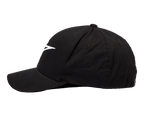 Alpinestars Ageless Curve Hat, Curved Bill Baseball Cap, Black with White 3D Embroidered Logo, Side Profile View, Twill Fabric, Casual Sportswear Style