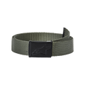 Alpinestars Ageless Web Belt, Military Green and Black, featuring a woven polypropylene strap and a black metal clamp buckle with a debossed star logo, casual sportswear accessory