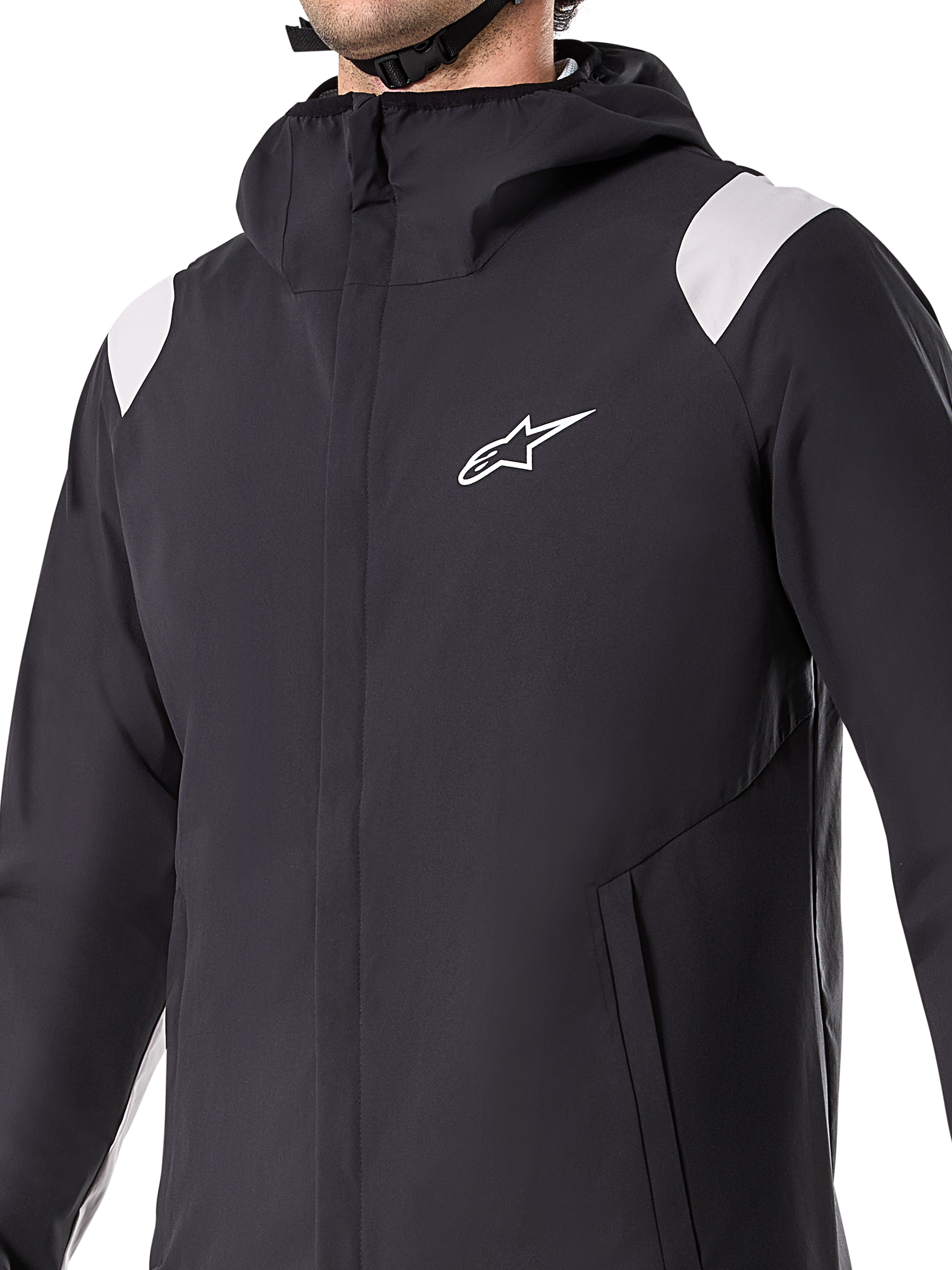 Alpinestars A-Dura regnjacka, svart, vattentät cykeljacka i 2,5 lager med huva, främre YKK-dragkedja och meshfodrade fickor, justerbara ärmslut, designad för mountainbike och skydd i alla väder