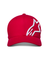 Alpinestars Corp Shift 2 Curved Brim Cap, Red, White 3D embroidered logo on the side panel, structured crown, curved bill, casual motorsport streetwear