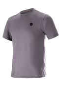Alpinestars Dot Tech Tee - kortärmad, Sparrow Gray, teknisk t-shirt, liten svart cirkulär logotyp på bröstet, fukttransporterande DriRelease-material, avslappnad mountainbike- och terrängklädsel