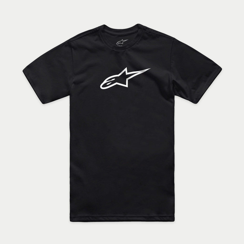 Alpinestars Ageless 2.0 CSF Tee, kortärmad t-shirt, svart med vit Ageless-logotyp, casual motorsport-sportswear