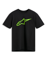 Alpinestars Ageless 2.0 CSF Tee, Short Sleeve T-Shirt, Black, Lime Green Alpinestars Astar Logo, Casual Motorsport Streetwear