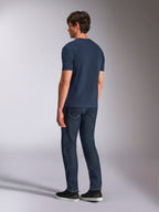 Alpinestars Ageless Shadow CSF Tee, Short Sleeve T-Shirt, Navy, back view on model, worn with dark denim jeans and black sneakers, casual lifestyle streetwear