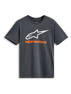 Alpinestars Always 2.0 CSF Tee, Short Sleeve T-Shirt, Charcoal, Large white Alpinestars logo with orange brand name, Casual Motorsport Streetwear