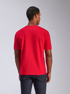 Alpinestars CSF Tee, Short Sleeve T-Shirt, Red, Rear view, worn with dark jeans, casual motorsport streetwear