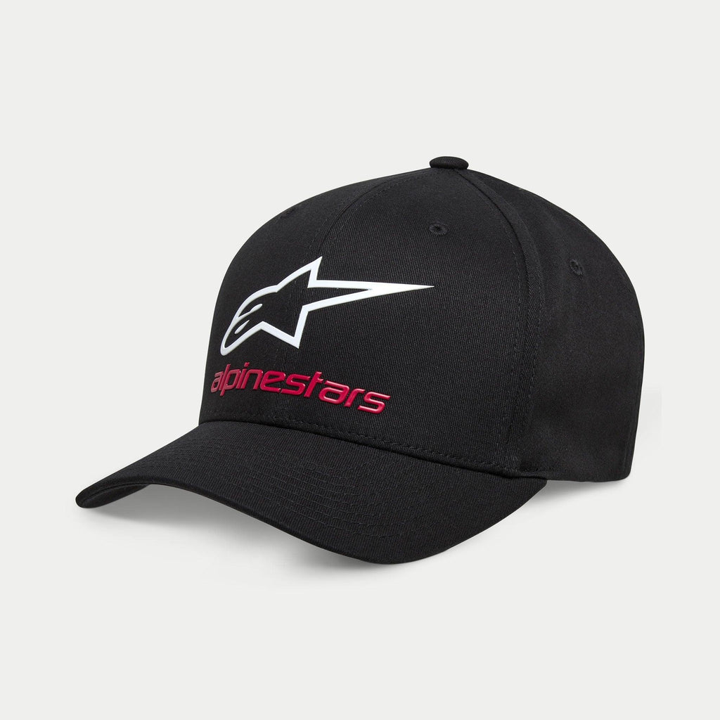 Alpinestars Always 2.0 keps, svart baseballkeps med en vit Astars-logotyp och röd Alpinestars-text, strukturerad krona med böjd skärm, stretchig twill, avslappnade sportkläder