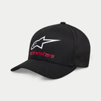 Alpinestars Always 2.0 keps, svart baseballkeps med en vit Astars-logotyp och röd Alpinestars-text, strukturerad krona med böjd skärm, stretchig twill, avslappnade sportkläder