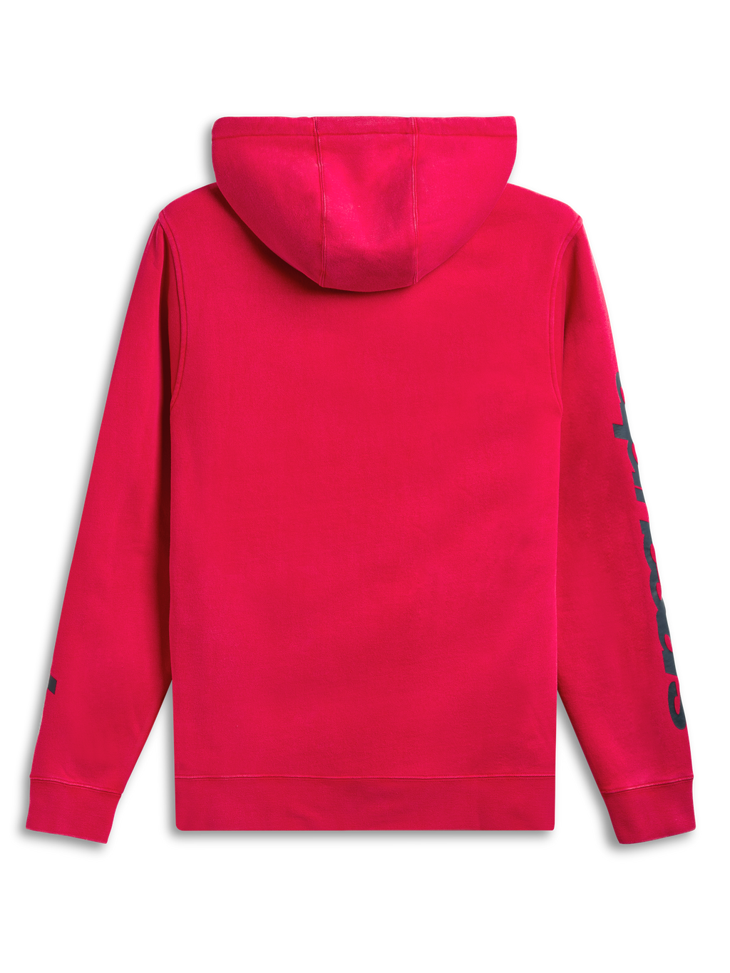 Alpinestars Unbound hoodie, röd huvtröja i fleece med självfordrad huva och ärmlogotyp, baksidesvy