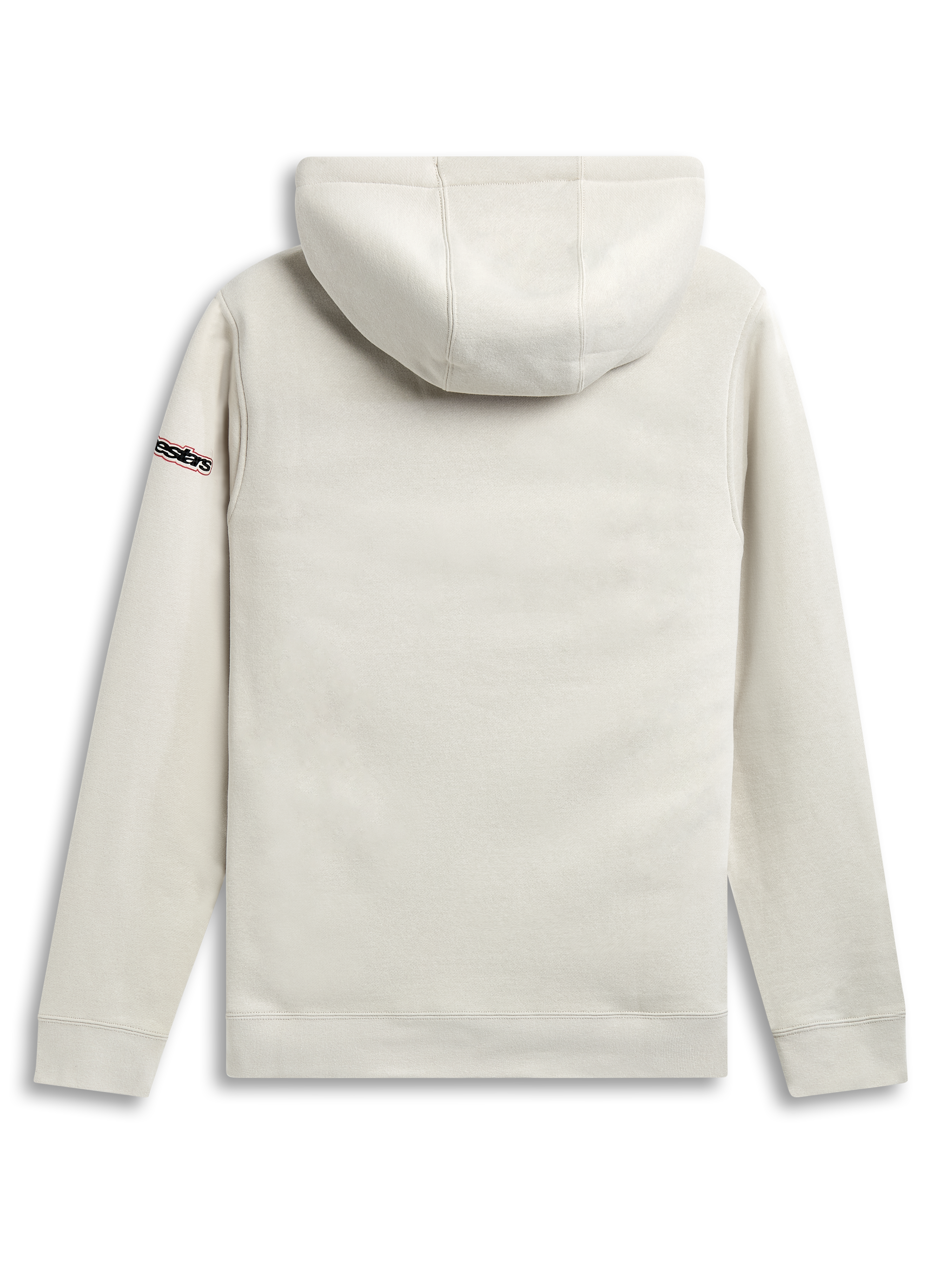 Alpinestars Insignia huvtröja, off white fleecehoodie i pullover-modell, baksida med självfodrad huva och logotypdetalj på ärmen