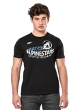 Alpinestars Semicircle CSF Tee, kortärmad t-shirt, svart, vit och blå halvcirkelformad Alpinestars-grafik på bröstet, vardaglig motorsport-streetwear