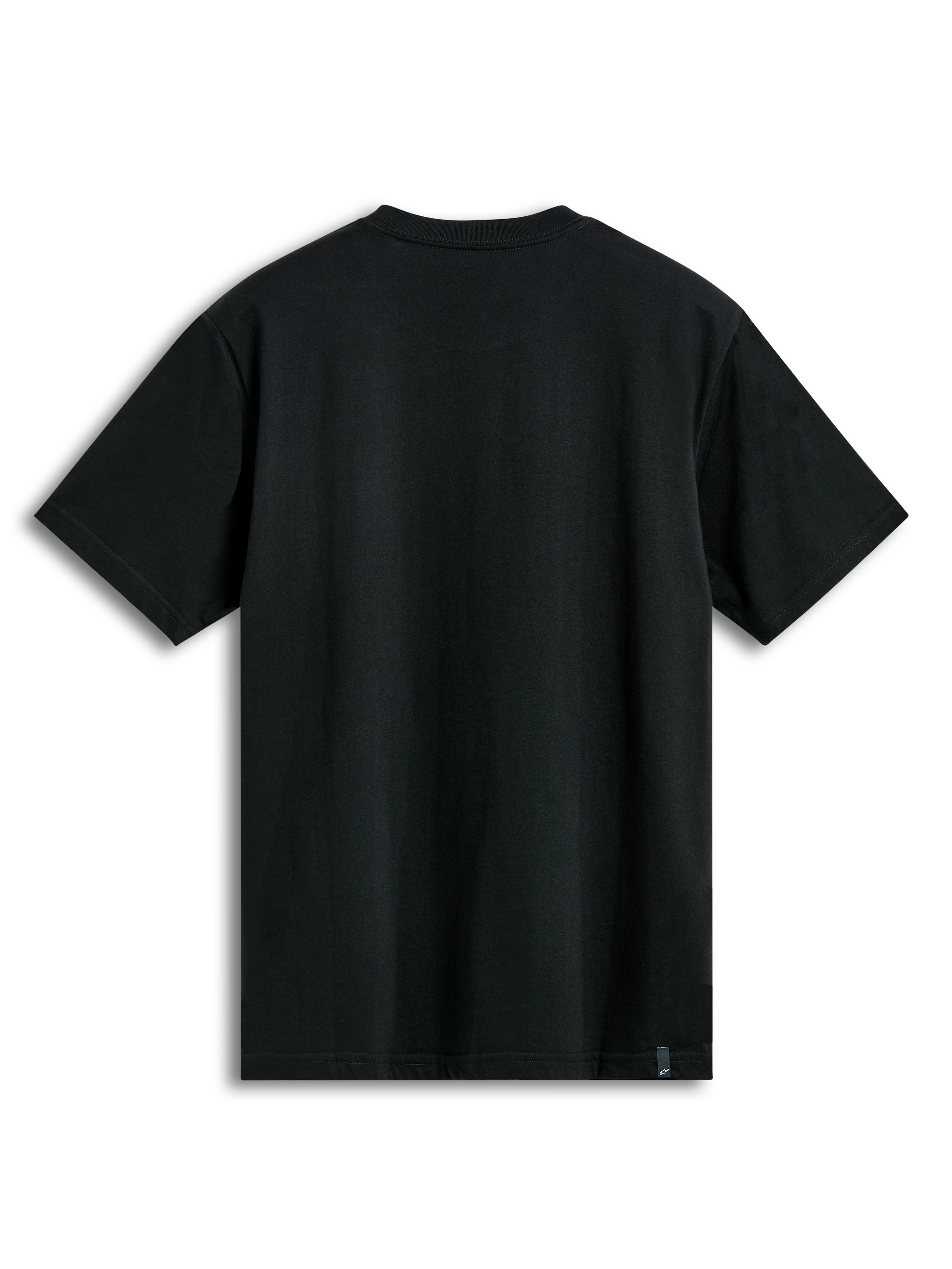Alpinestars Cereal CSF Tee, kortärmad t-shirt, svart, baksida, enkel design med liten extern märkesetikett vid fållen, avslappnad motorsport-streetwear