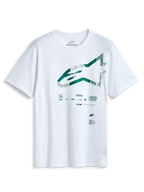 Alpinestars Geografica CSF T-shirt, kortärmad, vit, grön Astars-logotyp på framsidan med multi-tech-grafik, casual motorsport-sportkläder