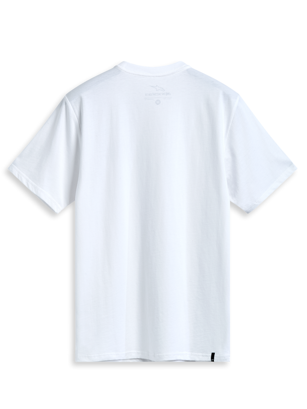 Alpinestars Geografica Csf Tee, kortärmad t-shirt, vit, vy bakifrån, ren design med liten svart vävd etikett i fållen, casual motorsport streetwear